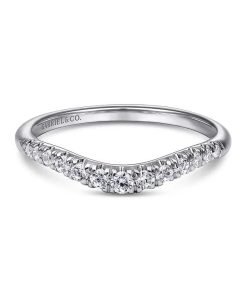 Gabriel Curved 14K White Gold French Pave Diamond Wedding Band AN10963W44JJ