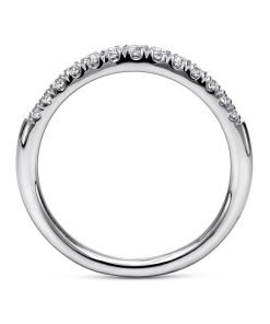 Gabriel Curved 14K White Gold French Pave Diamond Wedding Band AN10963W44JJ