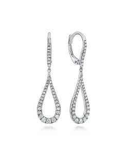 Gabriel 14K White Gold Contoured Pear Shaped Diamond Drop Earrings EG13195W45JJ