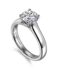 Gabriel 14K White Gold Solitaire Round Diamond Engagement Ring ER6602W4JJJ
