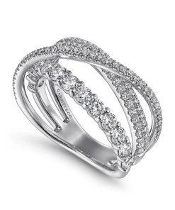 Gabriel 14K White Gold Diamond Layered Criss Cross Ring LR51499W45JJ