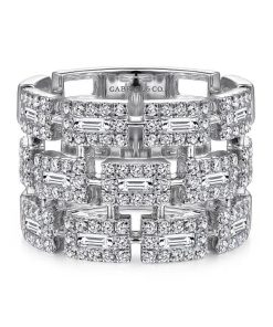 Gabriel 14K White Gold Layered Wide Band Diamond Ring LR51551W44JJ