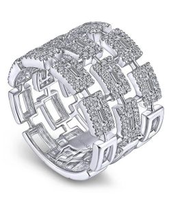 Gabriel 14K White Gold Layered Wide Band Diamond Ring LR51551W44JJ