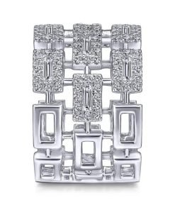 Gabriel 14K White Gold Layered Wide Band Diamond Ring LR51551W44JJ