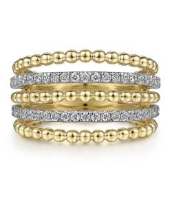 Gabriel 14K Yellow Gold Diamond Five Row Bujukan Ring LR51667M45JJ