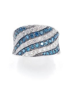 Sandra Biachi 14K White Gold Blue and White Diamond Women's Ring LP6323BDA+