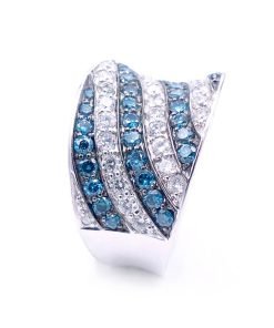 Sandra Biachi 14K White Gold Blue and White Diamond Women's Ring LP6323BDA+