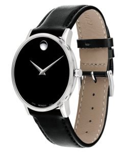 Movado Museum Classic Black Dial Black Leather Strap Men's Watch 0607269