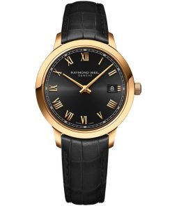 Raymond Weil Toccata Ladies Yellow Gold Black Leather Quartz Watch 5385-PC-00208