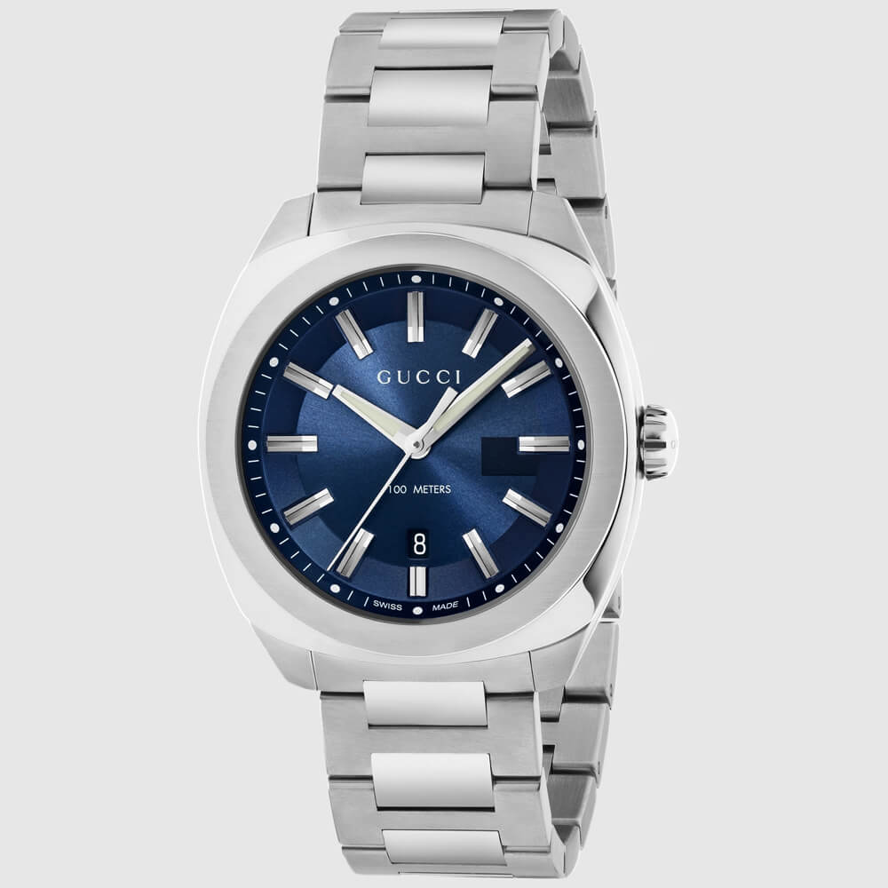 Gucci GG2570 41MM Dark Blue Dial Stainless Steel Bracelet Men's Watch YA142303
