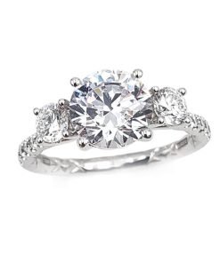 A.JAFFE 18K White Gold Three Stone Engagement Ring MECRD2932Q/276