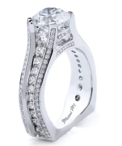 Michael M Three Row Channel Set Diamond Engagement Ring R658-2