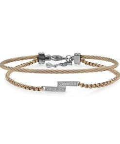 ALOR 14K White Gold & Carnation PVD Cable Bangle Bracelet 04-25-1020-11