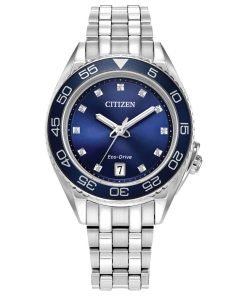 Citizen Carson Blue Dial Stainless Steel Diamond Women's Watch FE6160-57L