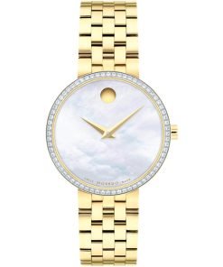 Movado Museum Classic Yellow Gold PVD Diamond Women's Watch 0607815