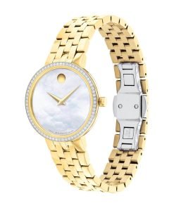 Movado Museum Classic Yellow Gold PVD Diamond Women's Watch 0607815