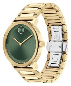 Movado BOLD Evolution 2.0 Green Dial Yellow Gold Plated Watch 3601156