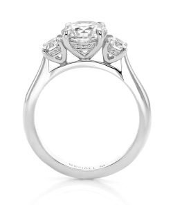 Michael M Trinity Three Stone 18K White Gold Engagement Ring R805-1.5