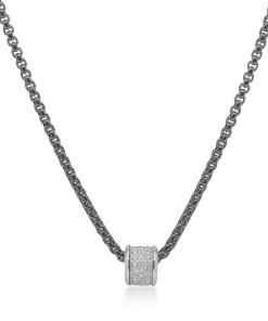 ALOR Black Chain Barrel Necklace with 14kt Gold & Diamonds 08-52-3913-11