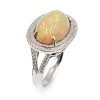 14K White Gold Diamond Opal Ring