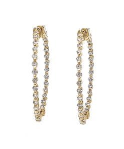 14K Yellow Gold Diamond Hoop Earrings