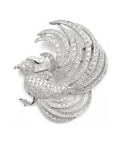 Vintage 18K White Gold Diamond Bird Pin / Brooch