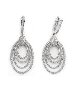 Diamond Drop Earrings in 14K White Gold