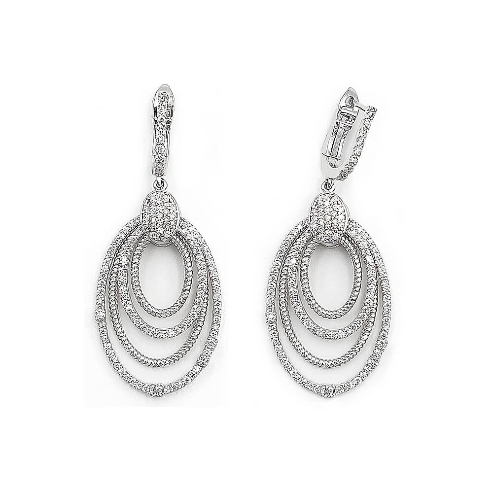 Diamond Drop Earrings in 14K White Gold