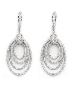 14K White Gold Diamond Drop / Dangle Earrings