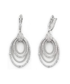 14K White Gold Diamond Drop / Dangle Earrings