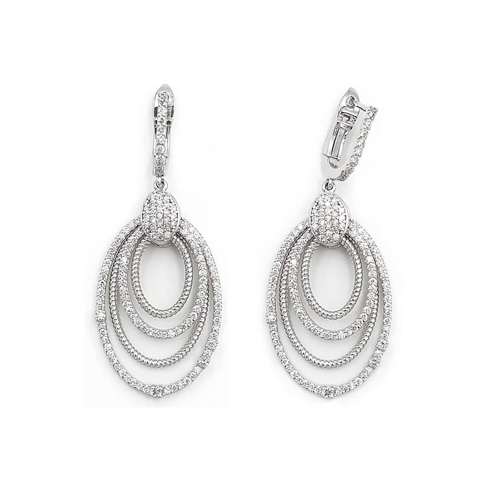 14K White Gold Diamond Drop / Dangle Earrings