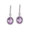 14K White Gold Diamond and Amethyst Drop / Dangle Earrings