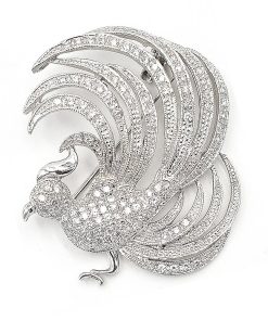 Vintage 18K White Gold Diamond Bird Pin / Brooch