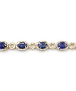 Diamond Sapphire Bracelet in 14K Yellow Gold
