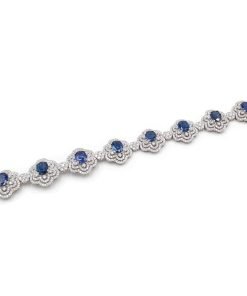 18K White Gold Diamond and Blue Sapphire Bracelet