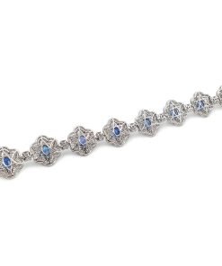 18K White Gold Diamond and Blue Sapphire Bracelet