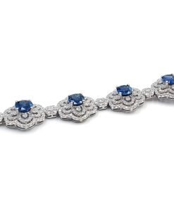 18K White Gold Diamond and Blue Sapphire Bracelet