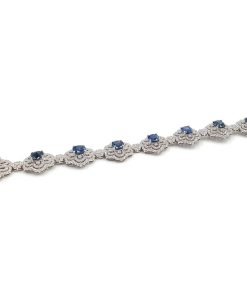 18K White Gold Diamond and Blue Sapphire Bracelet
