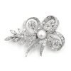 Estate 18K White Gold Pearl Diamond Brooch