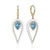 Gabriel & Co. 14K Yellow Gold Diamond & Blue Topaz Long Pear Shape Drop Earrings with White Enamel EG14988E9Y45BT
