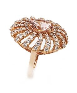 14K Rose Gold Flower Design Diamond Morganite Ring