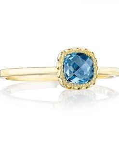 Tacori 14K Yellow Gold Petite Cushion Bloom London Blue Topaz Ring SR23733FY