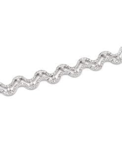 14K White Gold Wave Design Diamond Bracelet