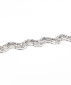 Estate Ladies 14K White Gold Wave Design Diamond Bracelet