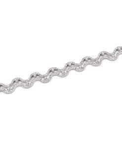 Estate Ladies 14K White Gold Wave Design Diamond Bracelet