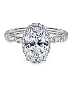 Gabriel & Co. 14K White Gold Oval Hidden Halo Diamond Engagement Ring ER16566O8W44JJ