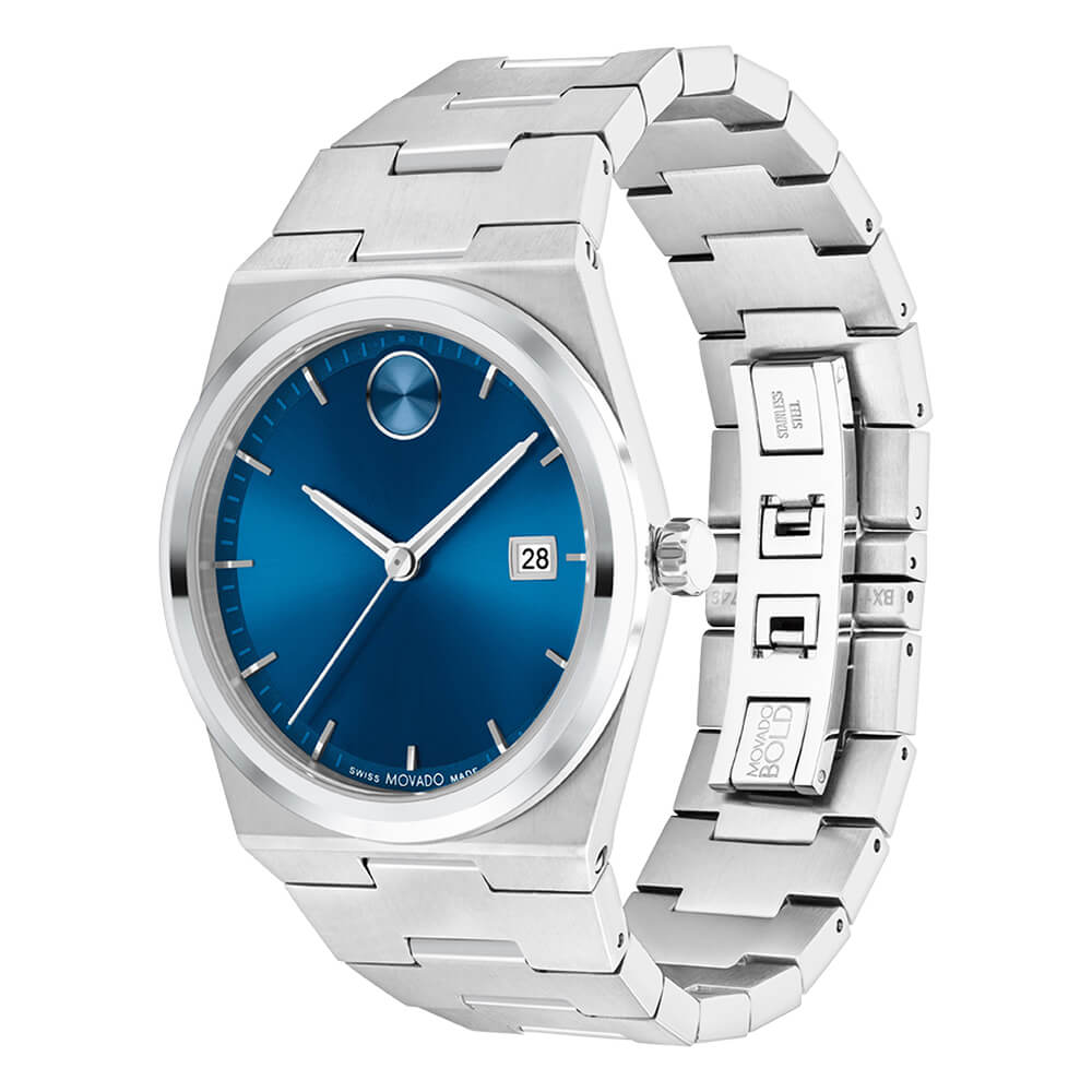 Movado BOLD Quest Blue Dial Stainless Steel Bracelet Watch 3601221