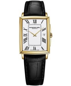 Raymond Weil Toccata Classic Rectangular White Dial Yellow Gold PVD Quartz Men's Watch 5425-PC-00300