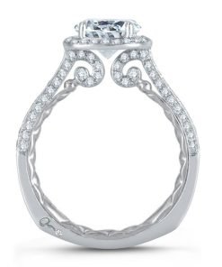 A.JAFFE 14K White Gold Halo Diamond Quilted Engagement Ring MES762Q/204