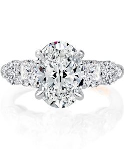 A.JAFFE Modern 5 Stone Oval Center Engagement Ring MECOV3009L/406B